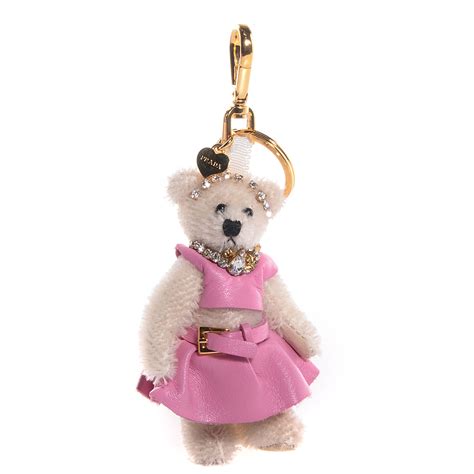 prada teddy bear charm|White/orchid Pink Teddy Bear Bag Charm With Metal Ring .